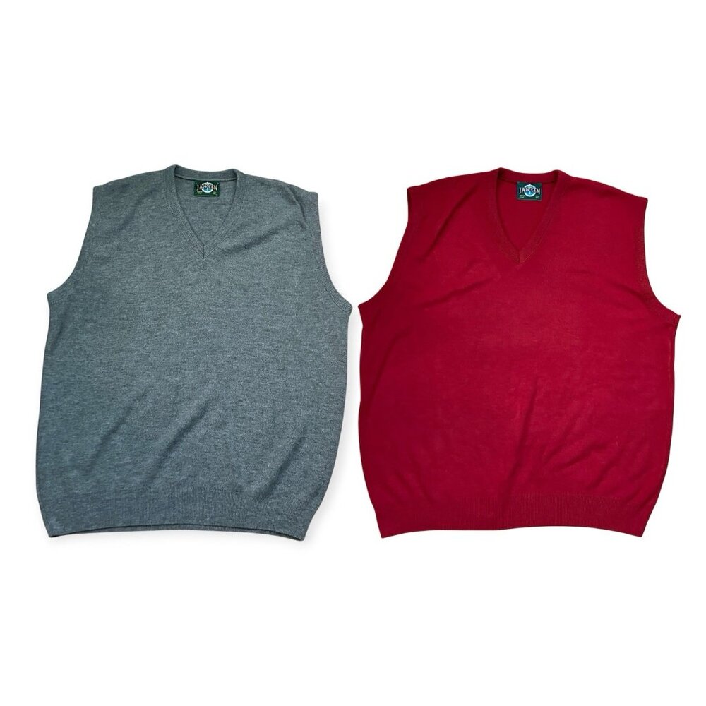 Vintage Jantzen Sweater Vest Bundle Mens 3x Red Gray Golf Made in USA Knit‎ Prep